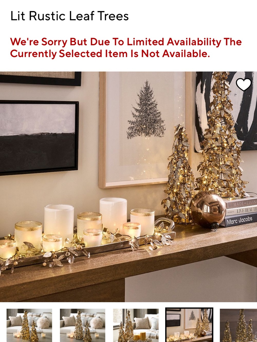 Pottery Barn Gold Leaf Lighted Trees - Set of 2 - Picture 3 of 3